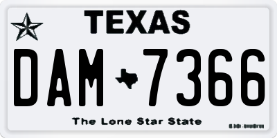 TX license plate DAM7366
