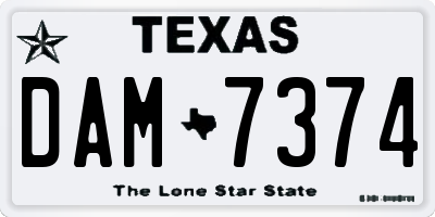TX license plate DAM7374