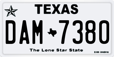 TX license plate DAM7380