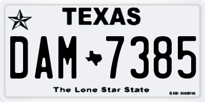 TX license plate DAM7385