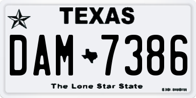 TX license plate DAM7386