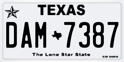 TX license plate DAM7387