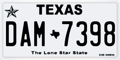 TX license plate DAM7398