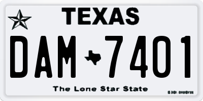 TX license plate DAM7401