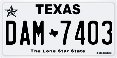 TX license plate DAM7403