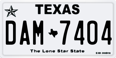 TX license plate DAM7404