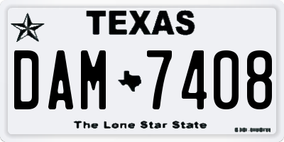 TX license plate DAM7408