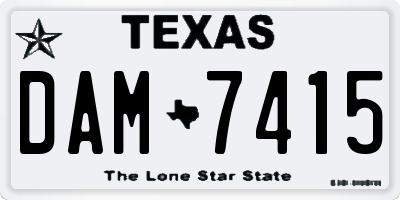 TX license plate DAM7415