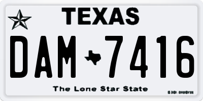 TX license plate DAM7416