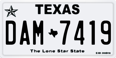 TX license plate DAM7419