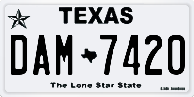 TX license plate DAM7420