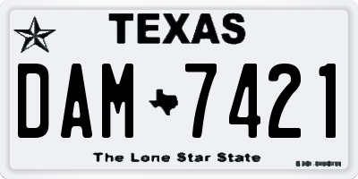 TX license plate DAM7421