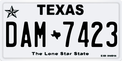 TX license plate DAM7423