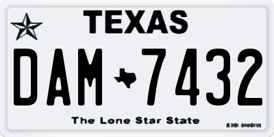 TX license plate DAM7432