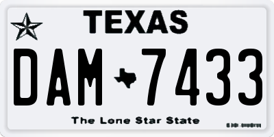 TX license plate DAM7433