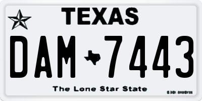 TX license plate DAM7443