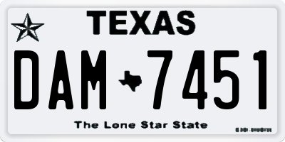 TX license plate DAM7451