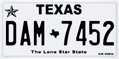 TX license plate DAM7452