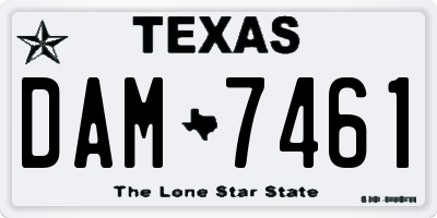 TX license plate DAM7461