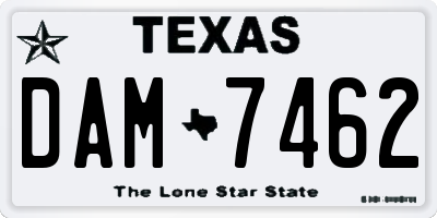 TX license plate DAM7462