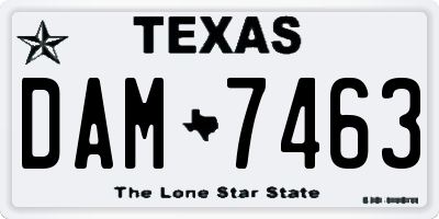 TX license plate DAM7463