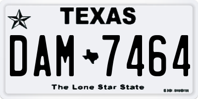 TX license plate DAM7464