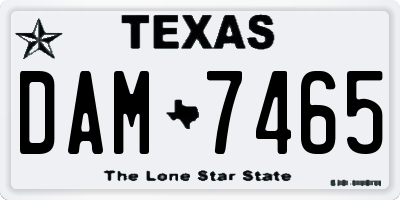 TX license plate DAM7465