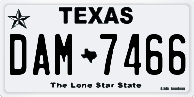 TX license plate DAM7466