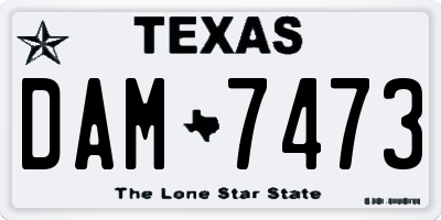 TX license plate DAM7473