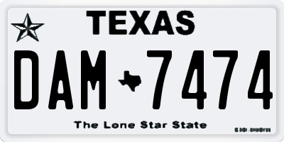 TX license plate DAM7474