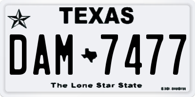 TX license plate DAM7477