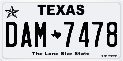 TX license plate DAM7478