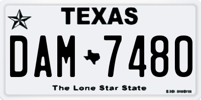 TX license plate DAM7480