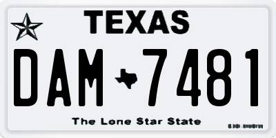 TX license plate DAM7481