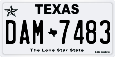 TX license plate DAM7483