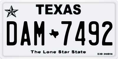 TX license plate DAM7492