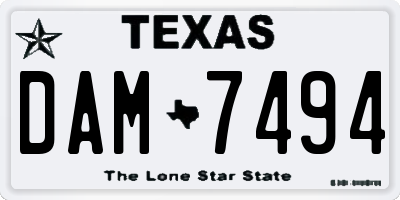 TX license plate DAM7494