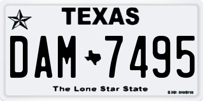 TX license plate DAM7495