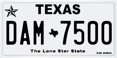 TX license plate DAM7500