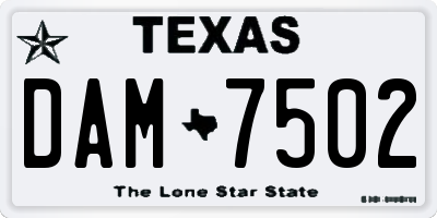 TX license plate DAM7502