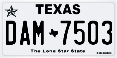 TX license plate DAM7503