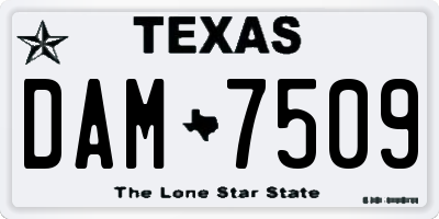 TX license plate DAM7509