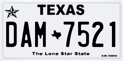 TX license plate DAM7521