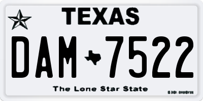 TX license plate DAM7522