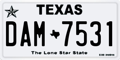 TX license plate DAM7531