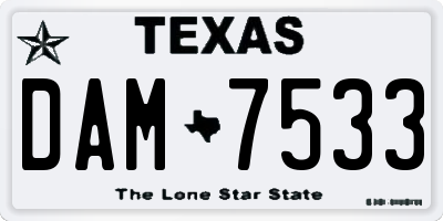 TX license plate DAM7533