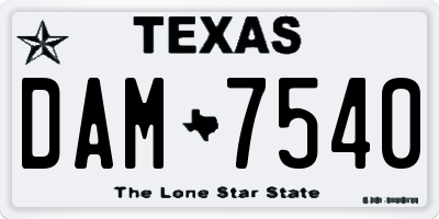 TX license plate DAM7540