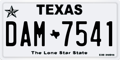 TX license plate DAM7541