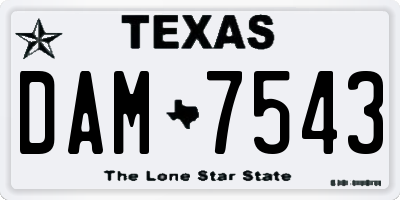 TX license plate DAM7543