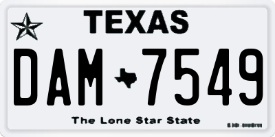 TX license plate DAM7549